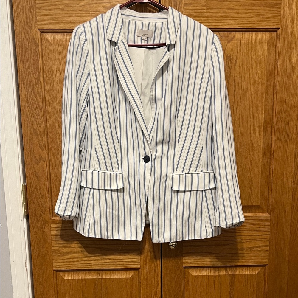 LOFT Blue and White Striped Blazer